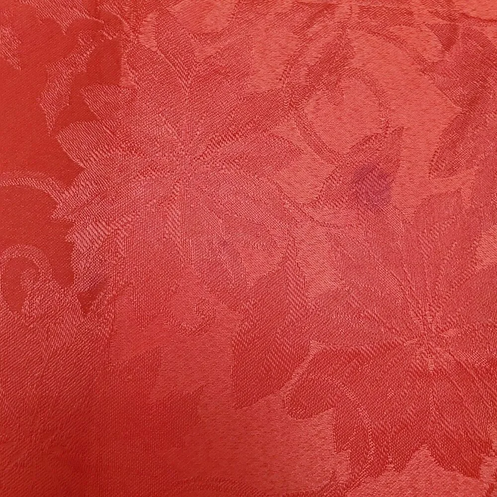 Table Runner Red Sateen Jacquard Poinsettias 2-sided 70x13